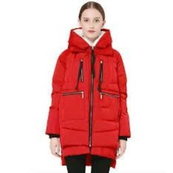 NWT Orolay Viral Upper East Side  Winter Coat Jacket Puffer Red XXS Down - Picture 8 of 9